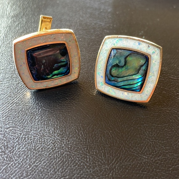 Abalone shell opal cufflinks - Picture 5 of 5